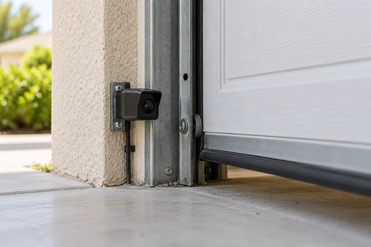 Detalle ilustrativo de automatización y seguridad de un portón residencial